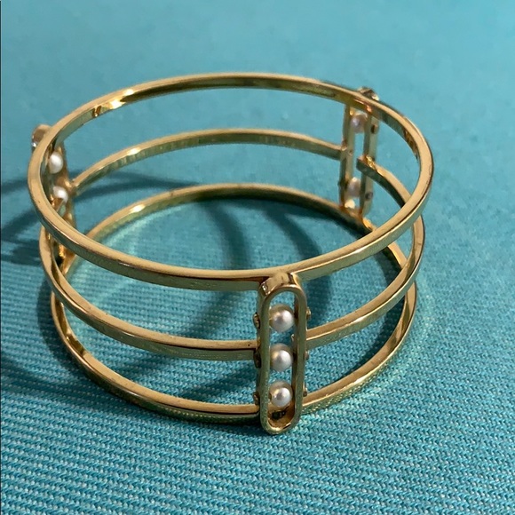 Coach three tiered bangle bracelet w/pearl insets - Picture 1 of 8